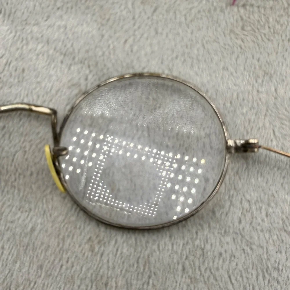 Vintage 12K Gold Filled Wire Frame Glasses Round Etched Gold Case